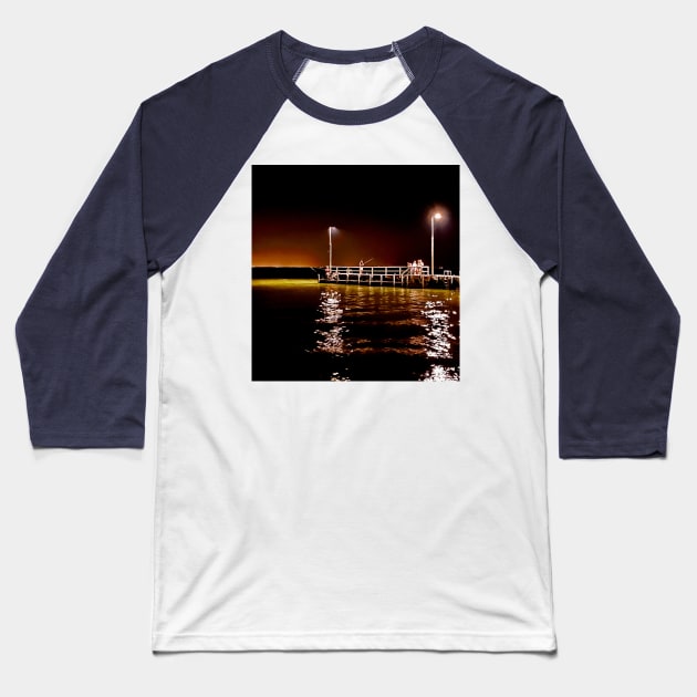 Fishing on a pier Baseball T-Shirt by TommyJ Art